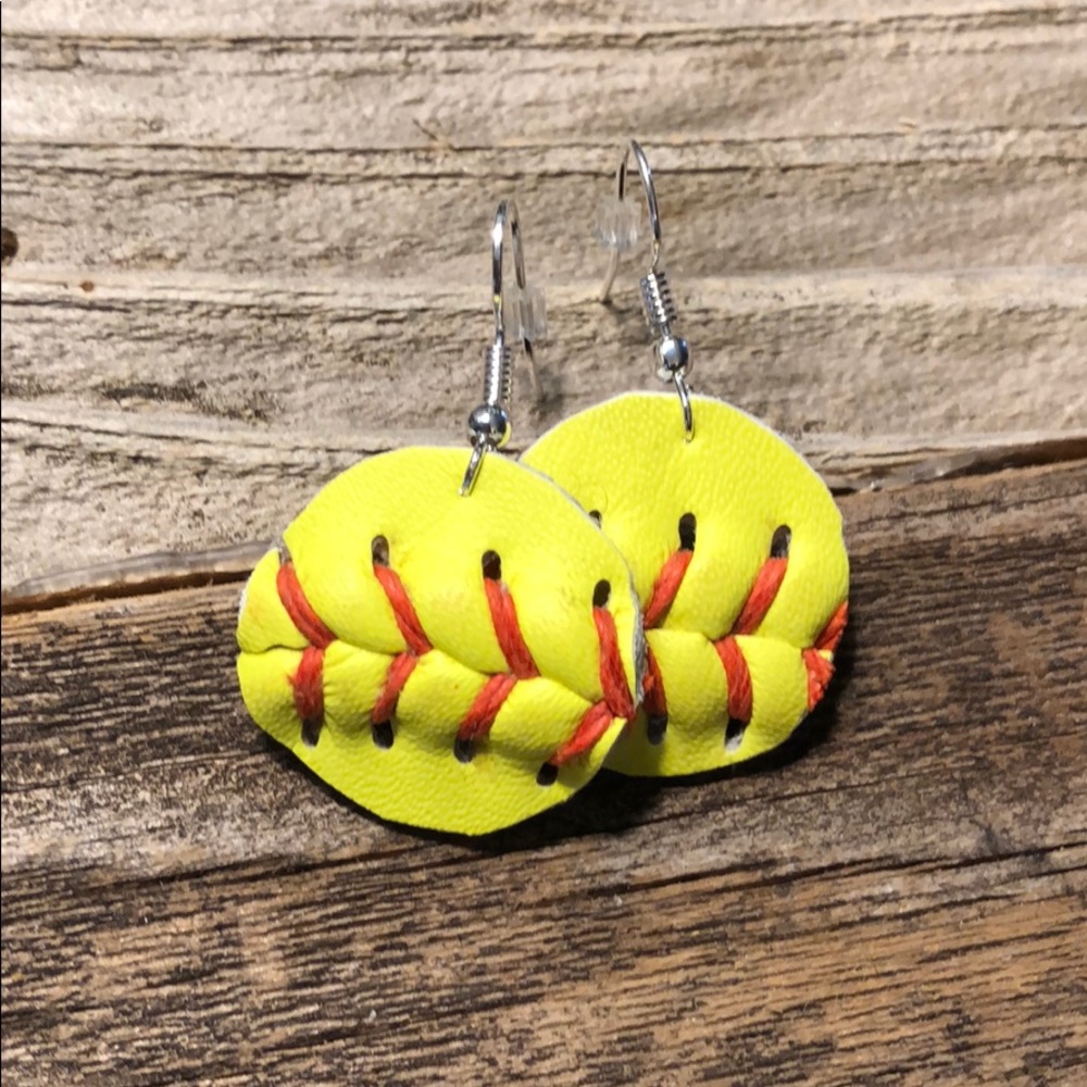 Leather baseball/softball earrings